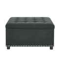 Square Tufted Storage Ottoman With Nailhead Trim