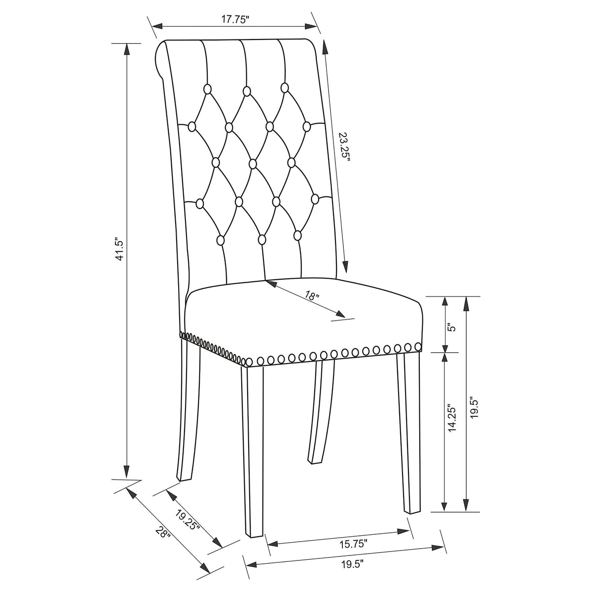 Tufted Rolled Backrest Side Chairs (Set of 2)