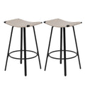 Counter Height Bar Stools Backless Handwoven Kitchen Dining Chairs With Round Footrest (Set of 2) Weaving Pub Stoo - Creamy White