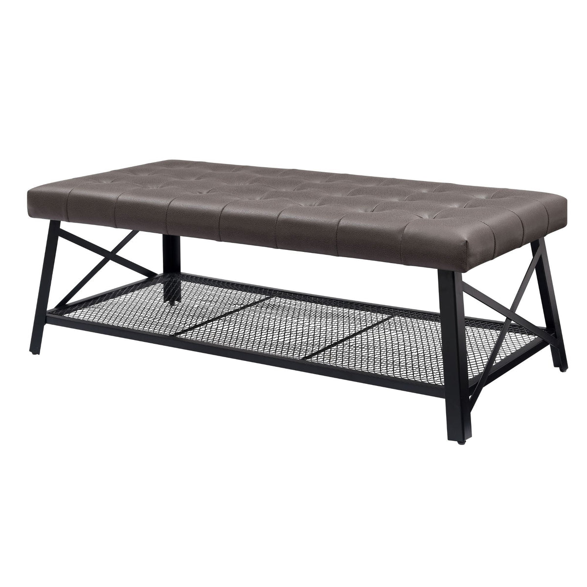 Upholstered Coffee Table With Rack - Dark Brown