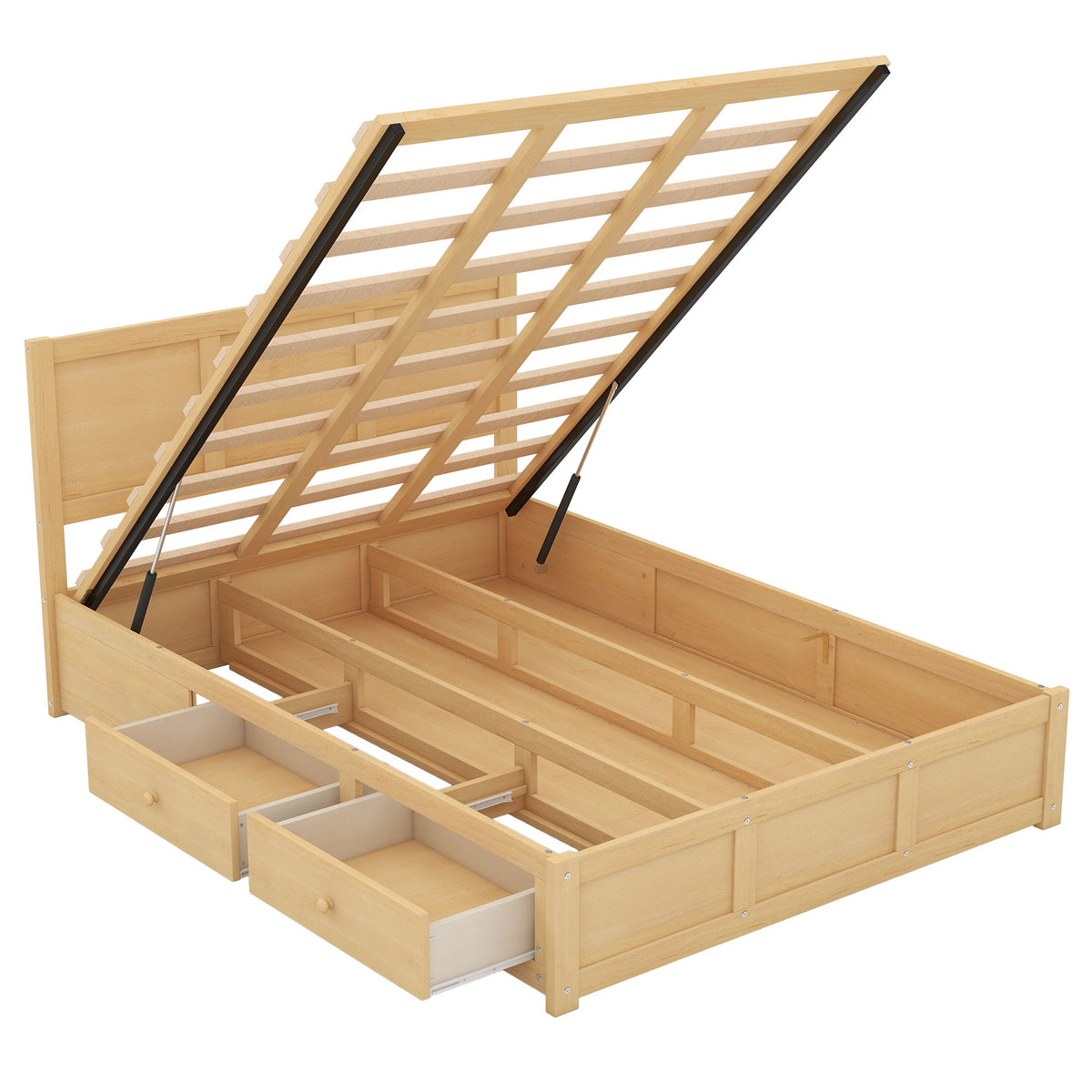 Platform Bed With Underneath Storage And 2 Drawers