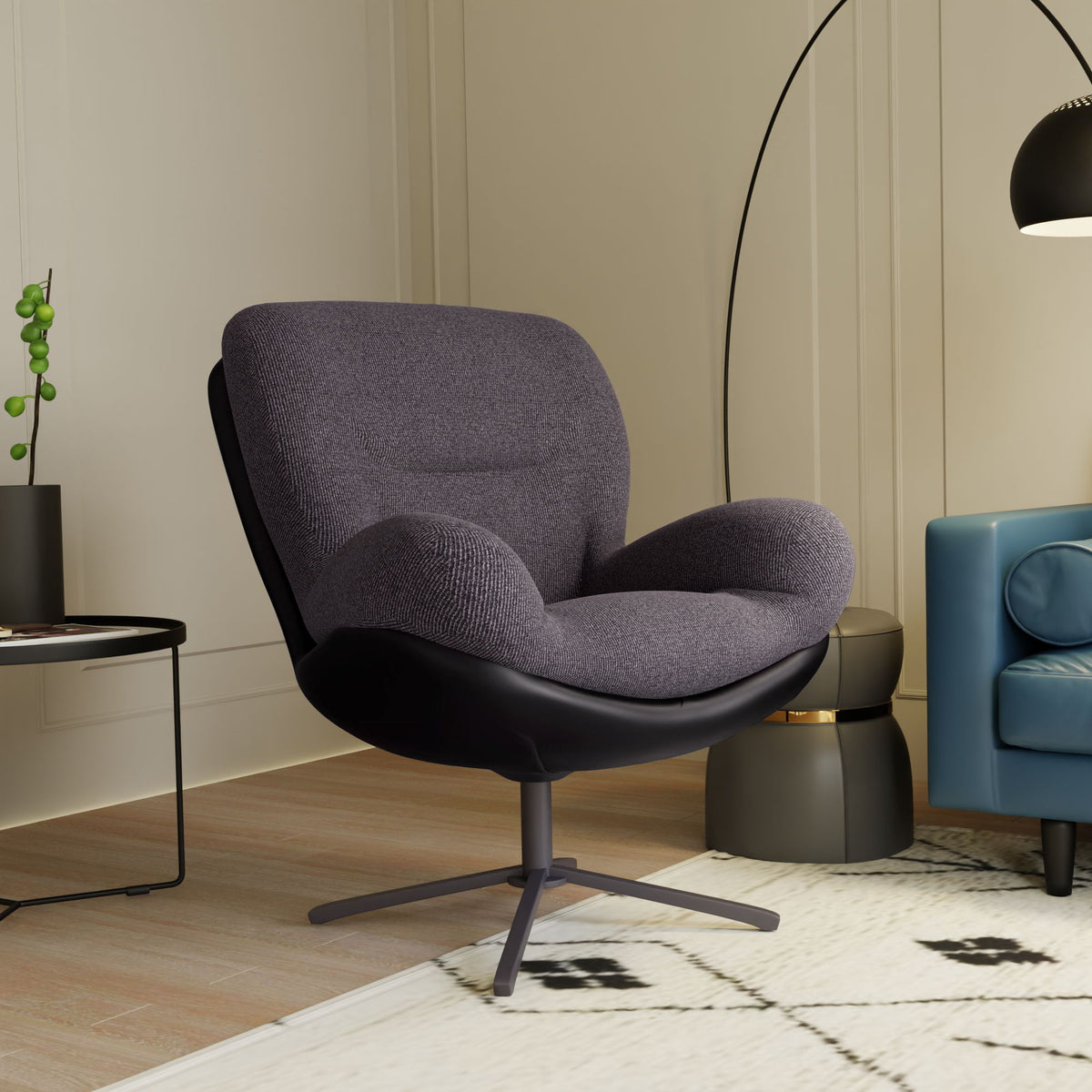360° Swivel Office Chair, No Wheels