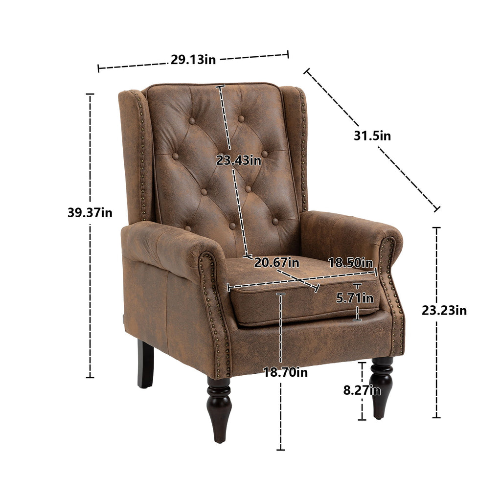 Modern Accent Armchair With Sturdy Wood Legs