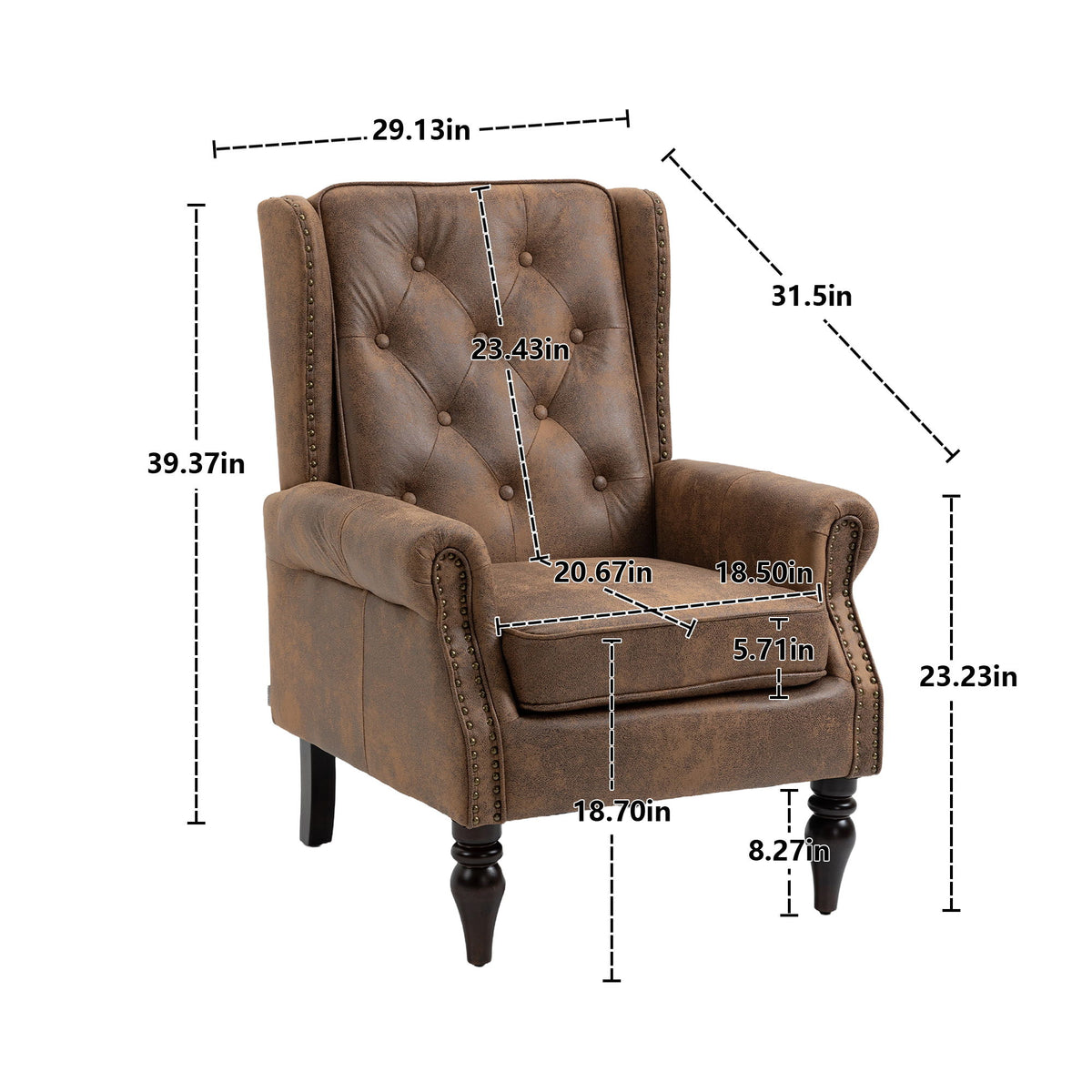 Modern Accent Armchair With Sturdy Wood Legs