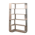 L-Shaped Corner Bookshelf 90Cm Extended Size 5 Tier Freestanding Display Shelf With Anti Tip Safety Features - Light Gray