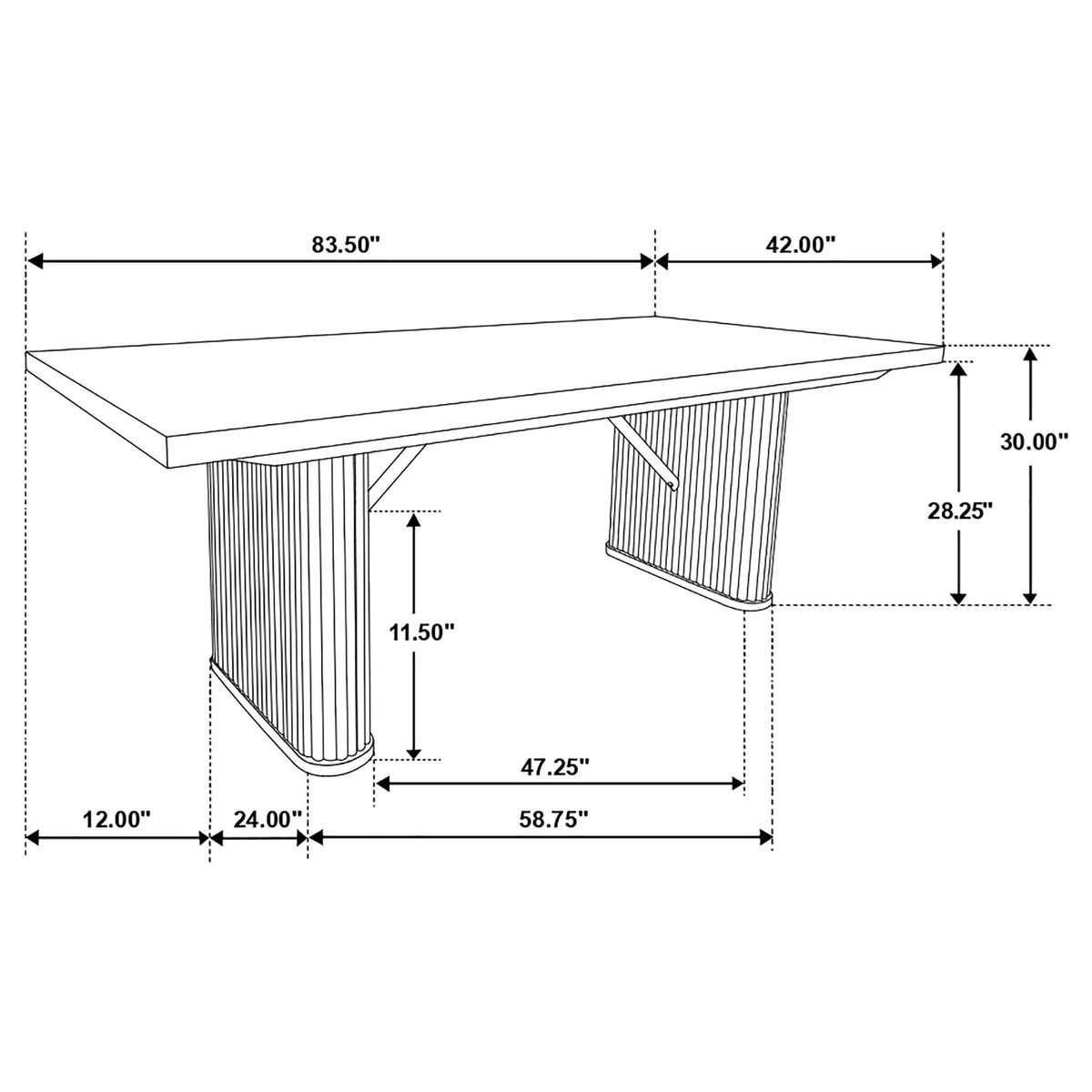 Houston - Rectangular Double Dining Table Top - Black