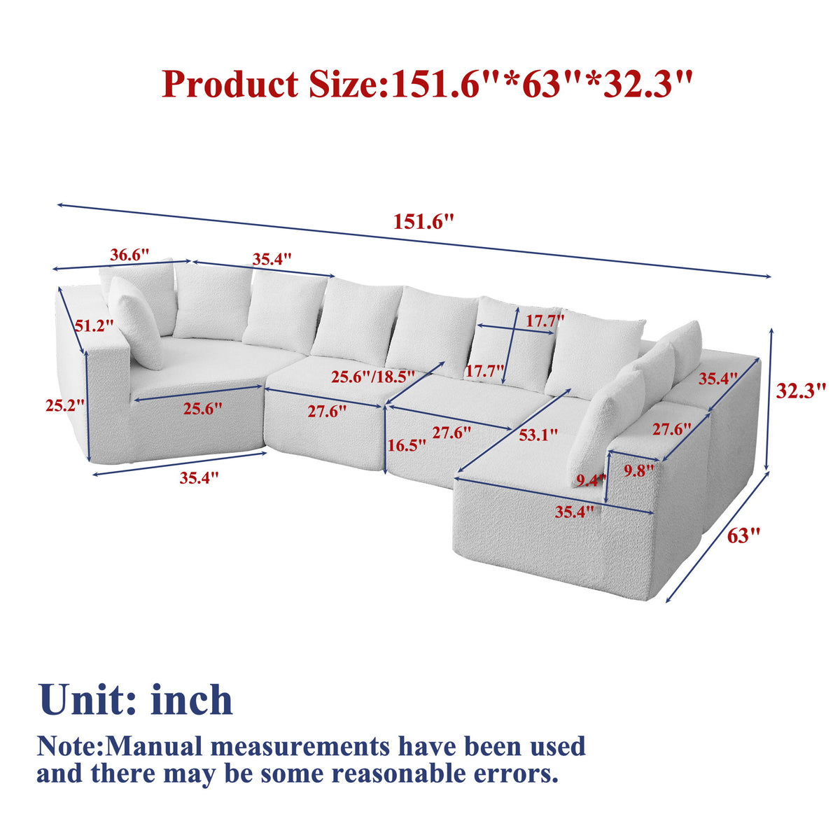 L - Shaped Modular Sofa With Deep Seat And 11 Pillows