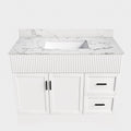 Bathroom Vanity Set, Fluted Cabinet, Soft Close Doors & Drawers, 3 Faucet Holes, Sink Included - White