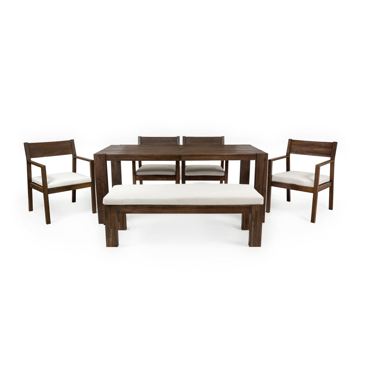 Outdoor Dining Set Rectangular Table With Umbrella Hole