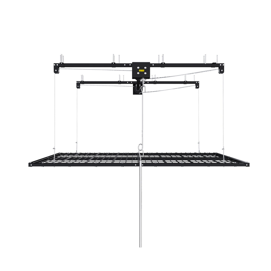 Overhead Garage Storage Rack For High Ceilings, Construction With Safety Lock - Black