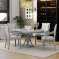 Trexm Retro 5-Piece Dining Set Extendable Round Table And 4 Chairs For Kitchen Dining Room (Antique Gray Oak)
